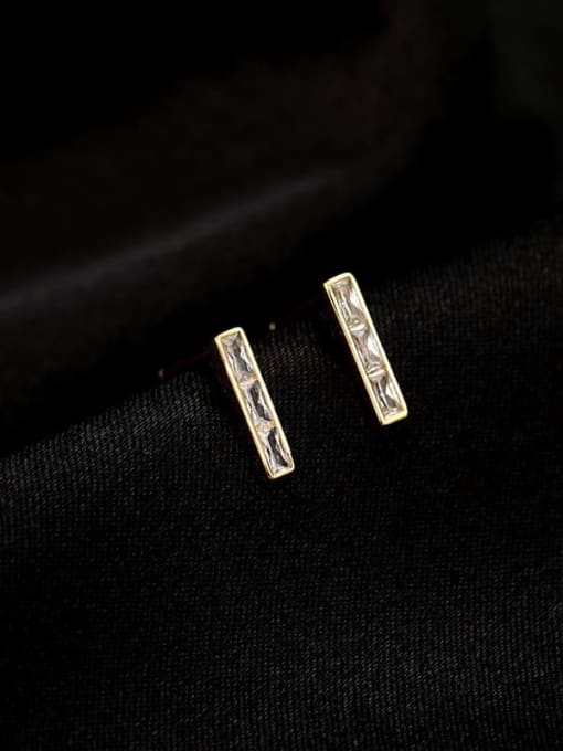 ES2280 [Gold] 925 Sterling Silver Cubic Zirconia Geometric Minimalist Stud Earring
